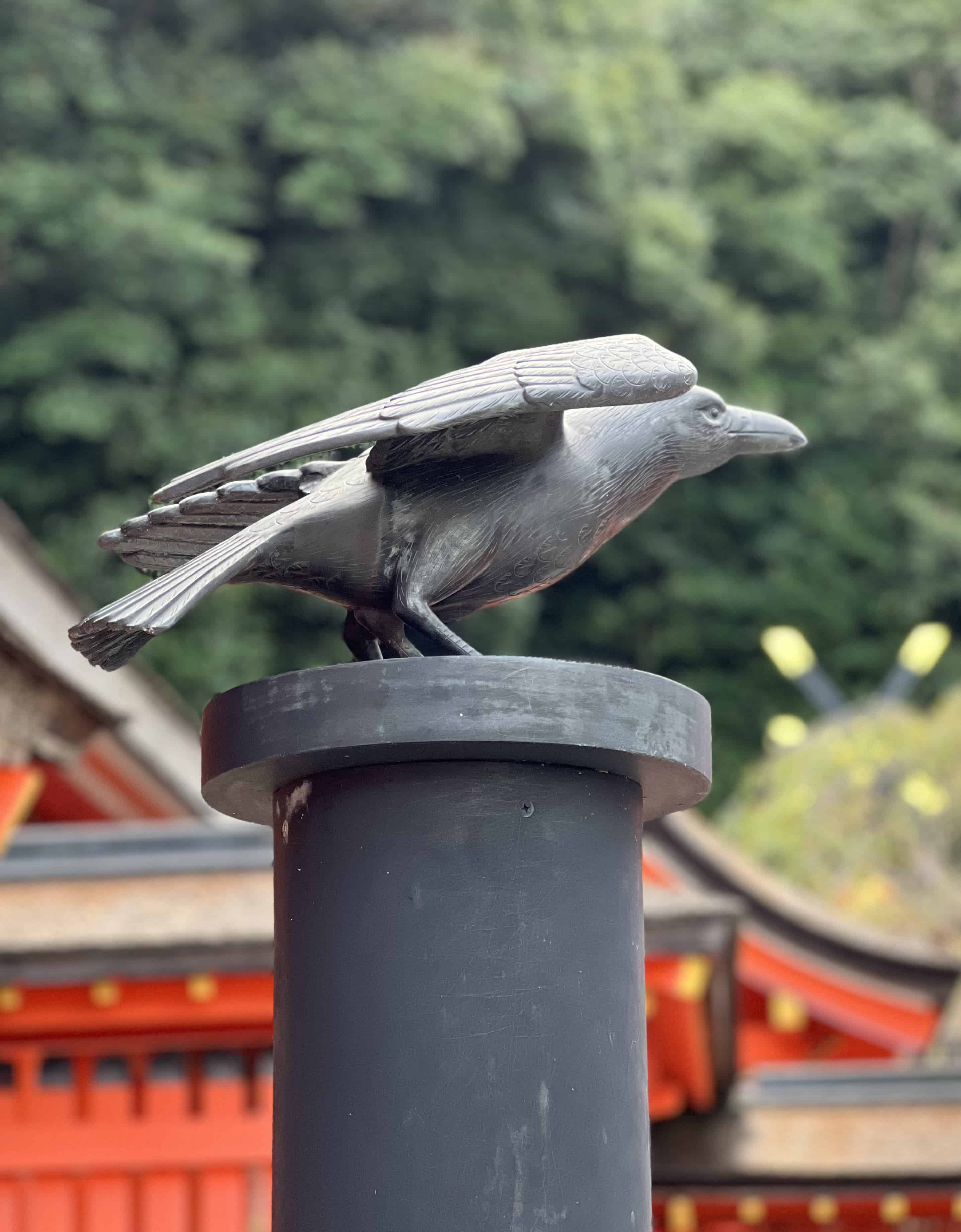 Three-legged crow statue at the Nachi Grand Shrine, Wakayama, Japan.