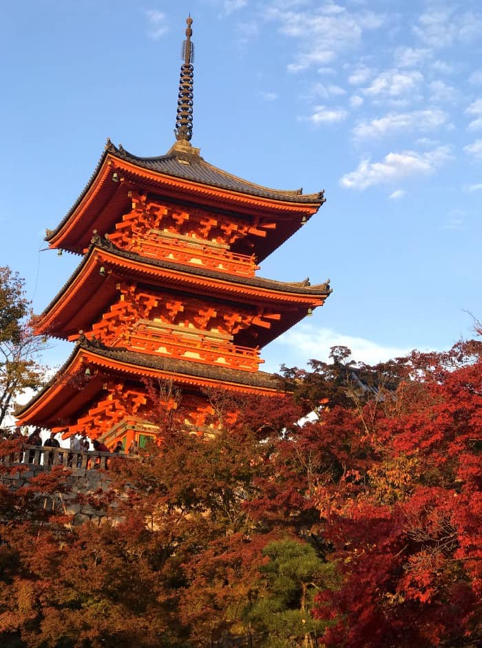 Koyo and pagoda at Kiyomizu Temple, Kyoto.