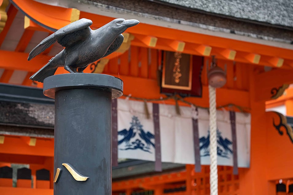 Three-legged crow statue at Nachi Shrine, Wakayama
