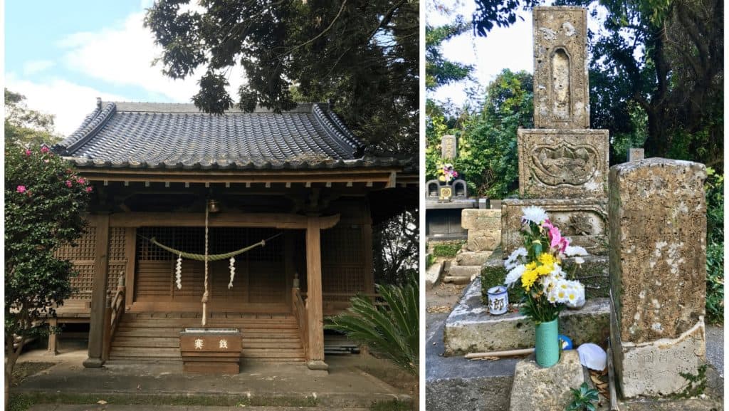 Satsuma sweet potato shrine and Maeda Riemon's grave.