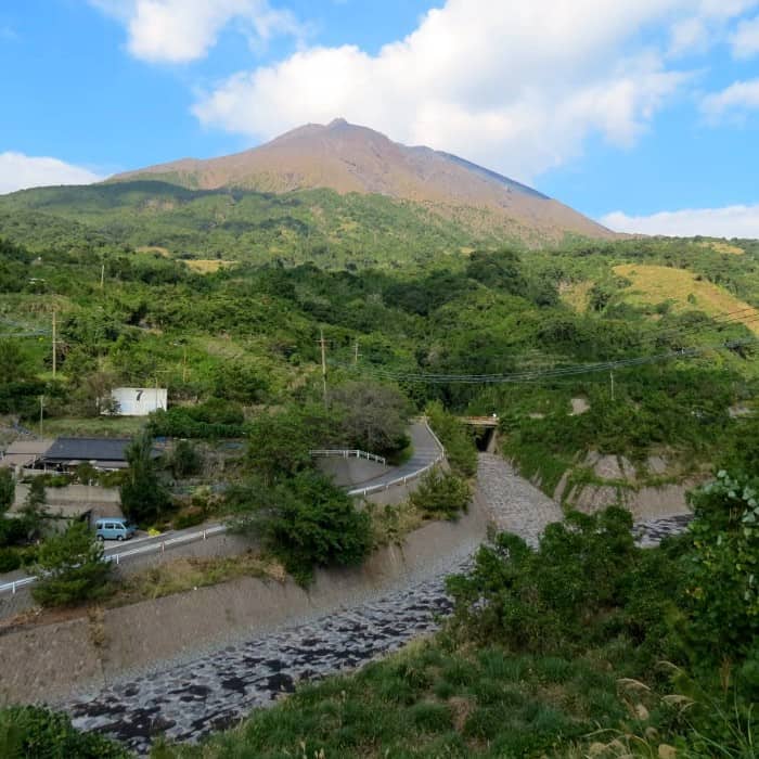 Canals have been built on the slopes of the Sakurajima volcano.