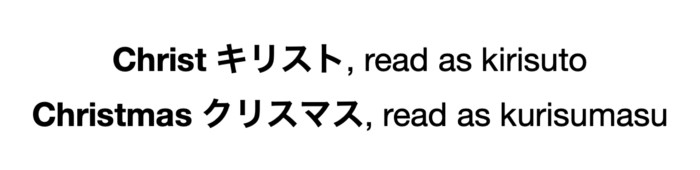 Christmas and Christ are written completely differently in Japanese.