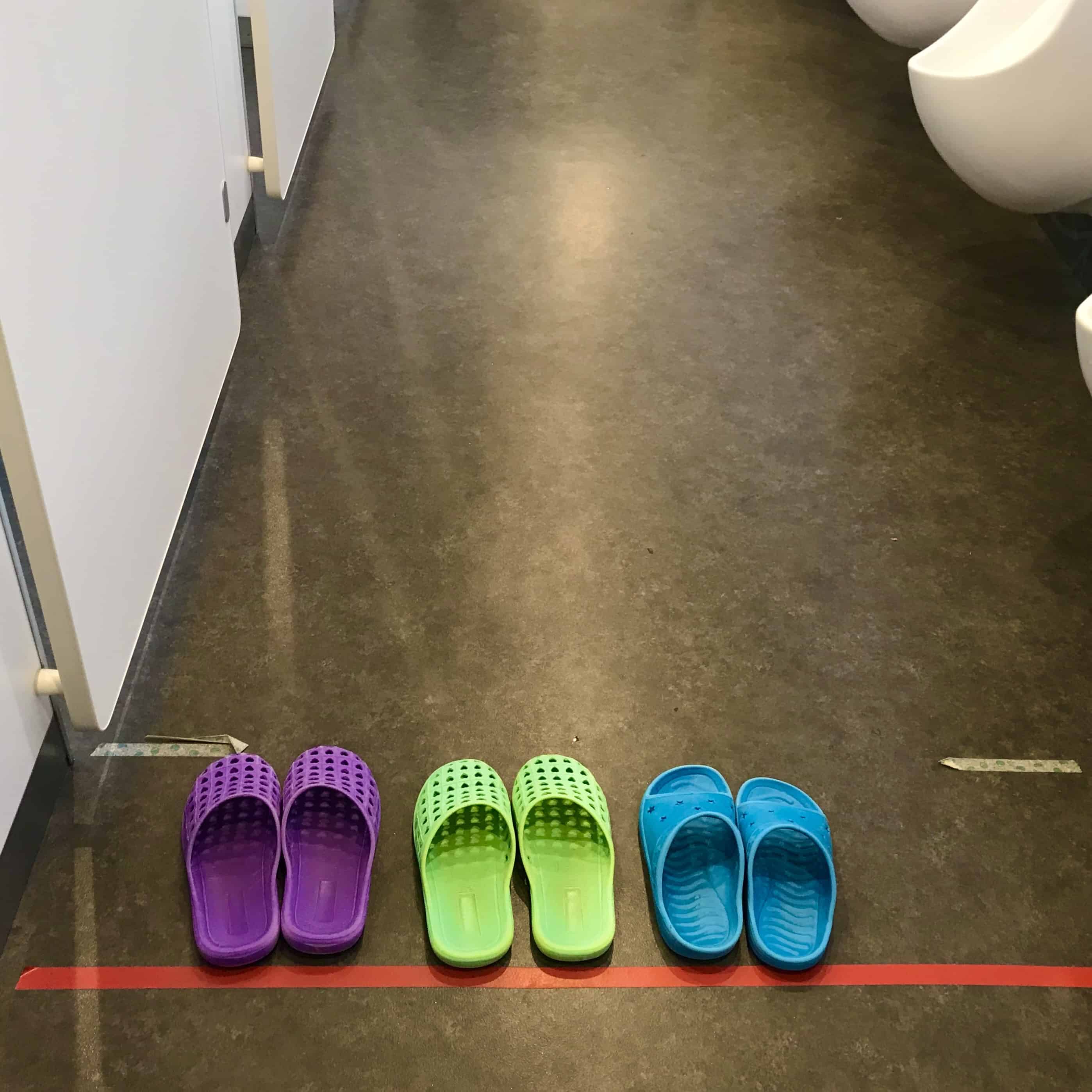 Shoe etiquette in Japan means changing into toilet slippers in the restroom