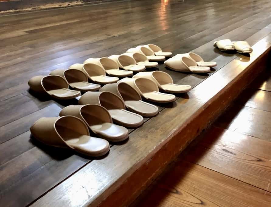 Shoe etiquette in Japan means that you take off your shoes and put on slippers when entering an inn