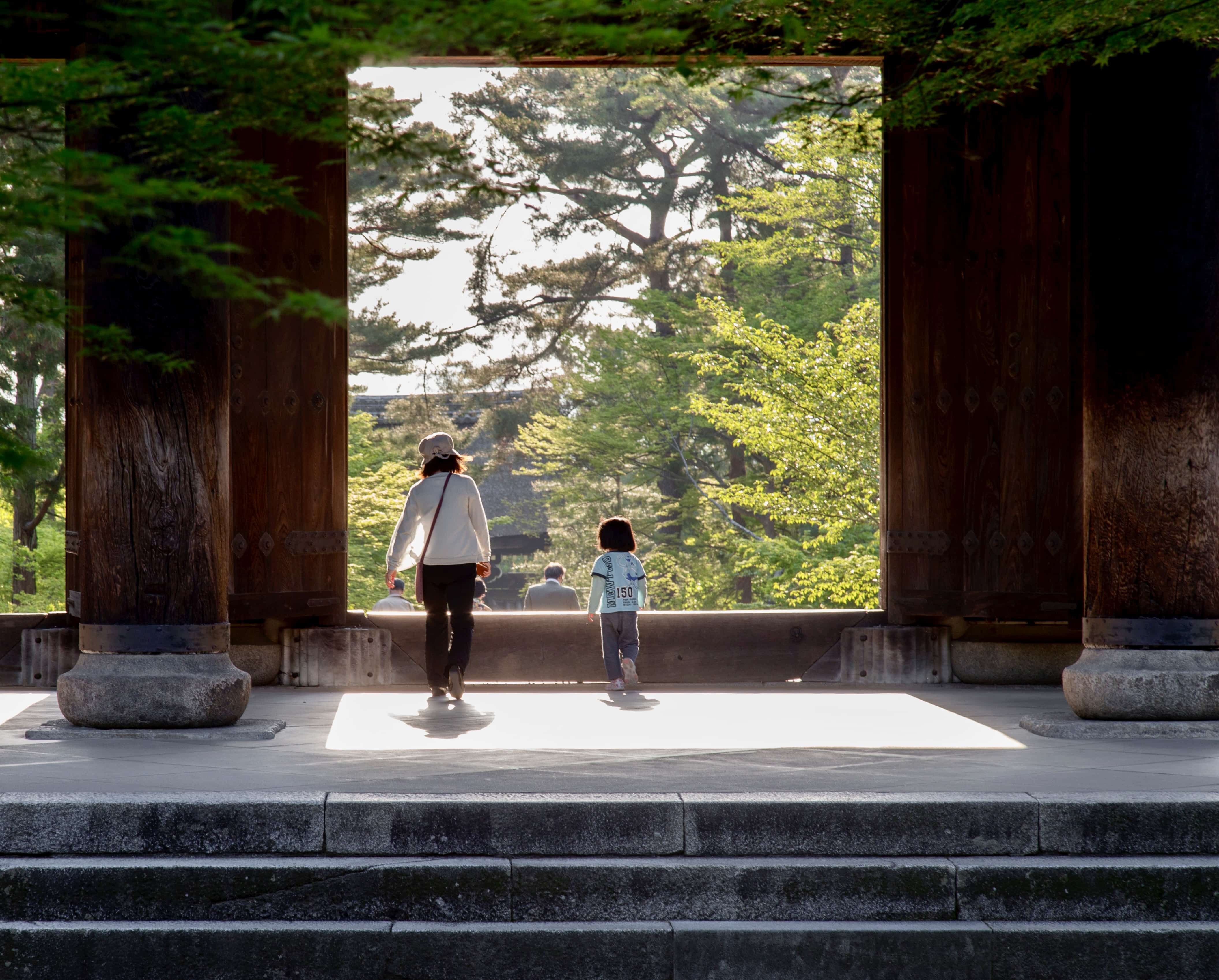 Leaving a temple in Japan