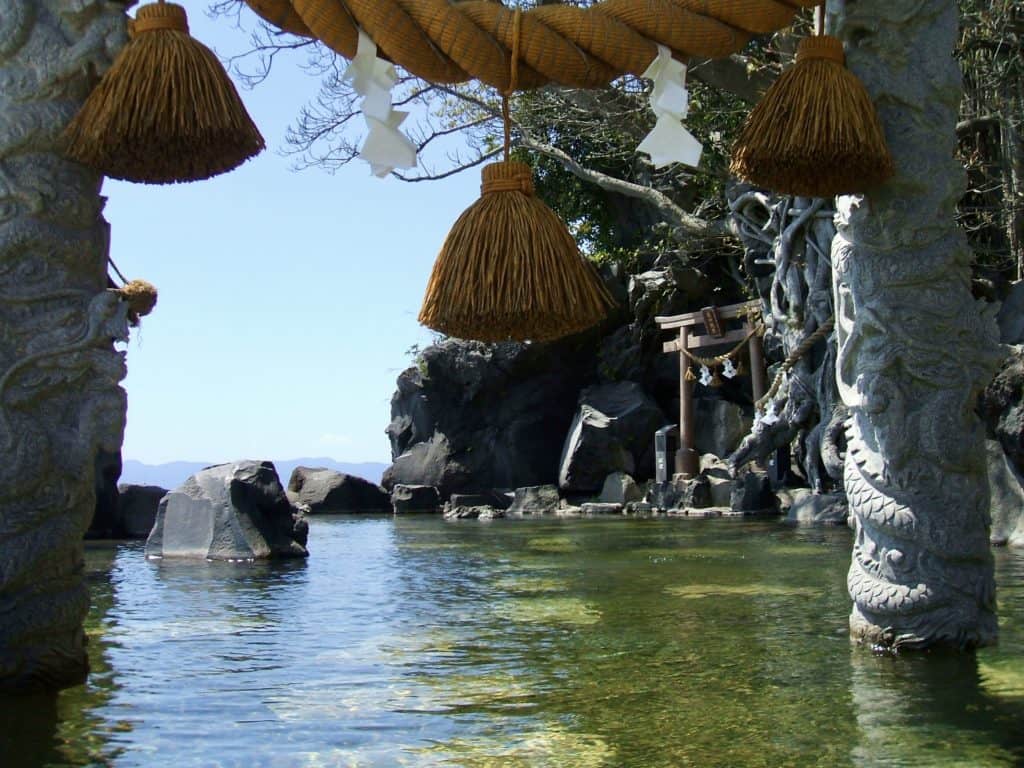 Outdoor Japanese onsen bath