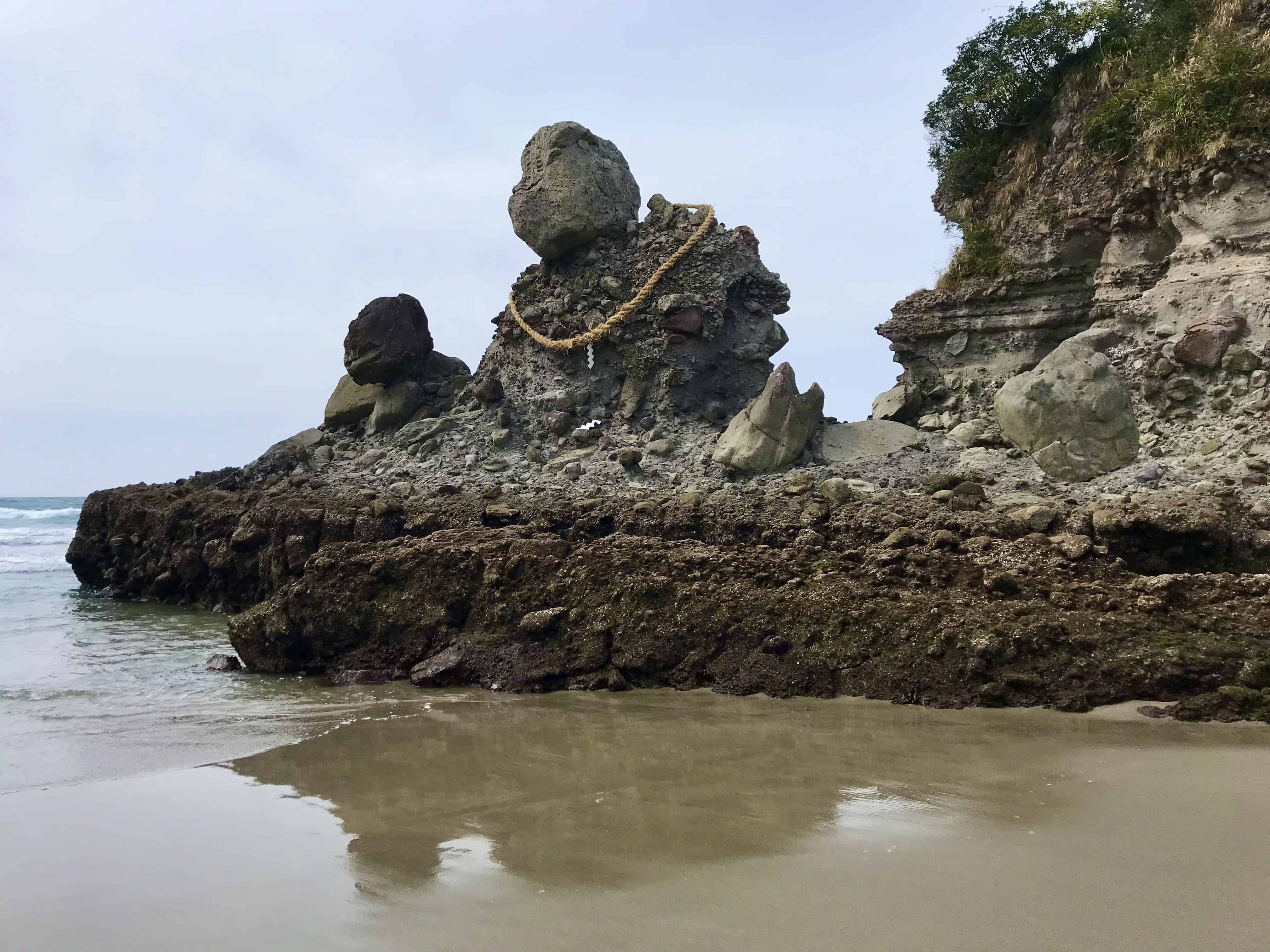 The stone mother and child are not clearly understood from this angle.