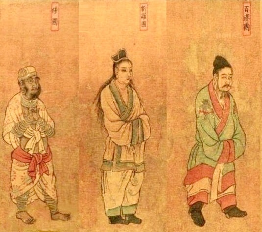 Hayato or Kumaso, with Korean envoys to the Tang Chinese emperor.