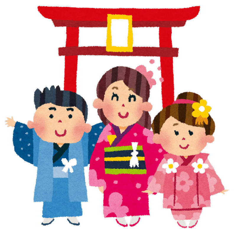 Happy children celebrating Shichi-Go-San.
