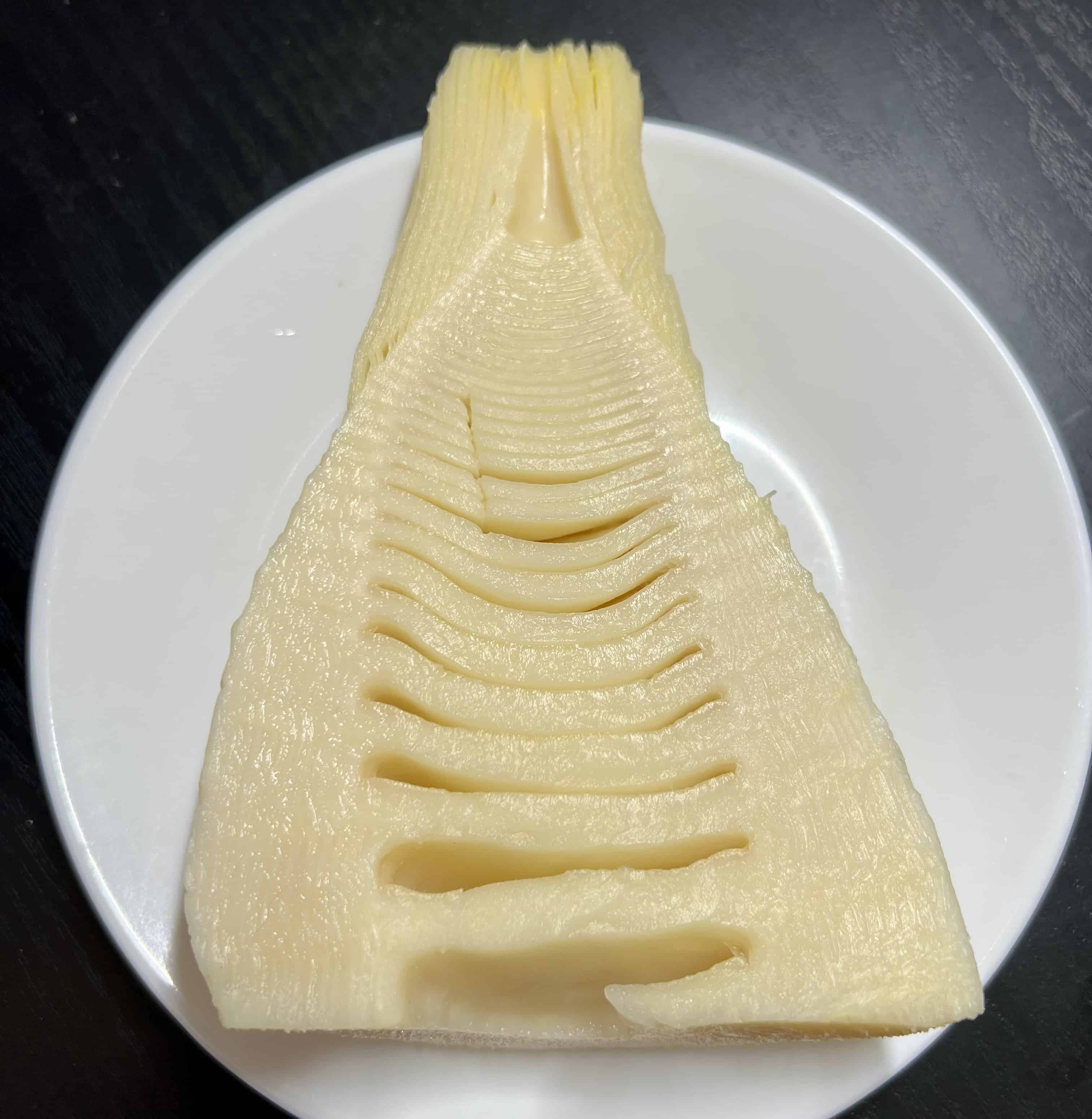 Bamboo shoot, split in half.