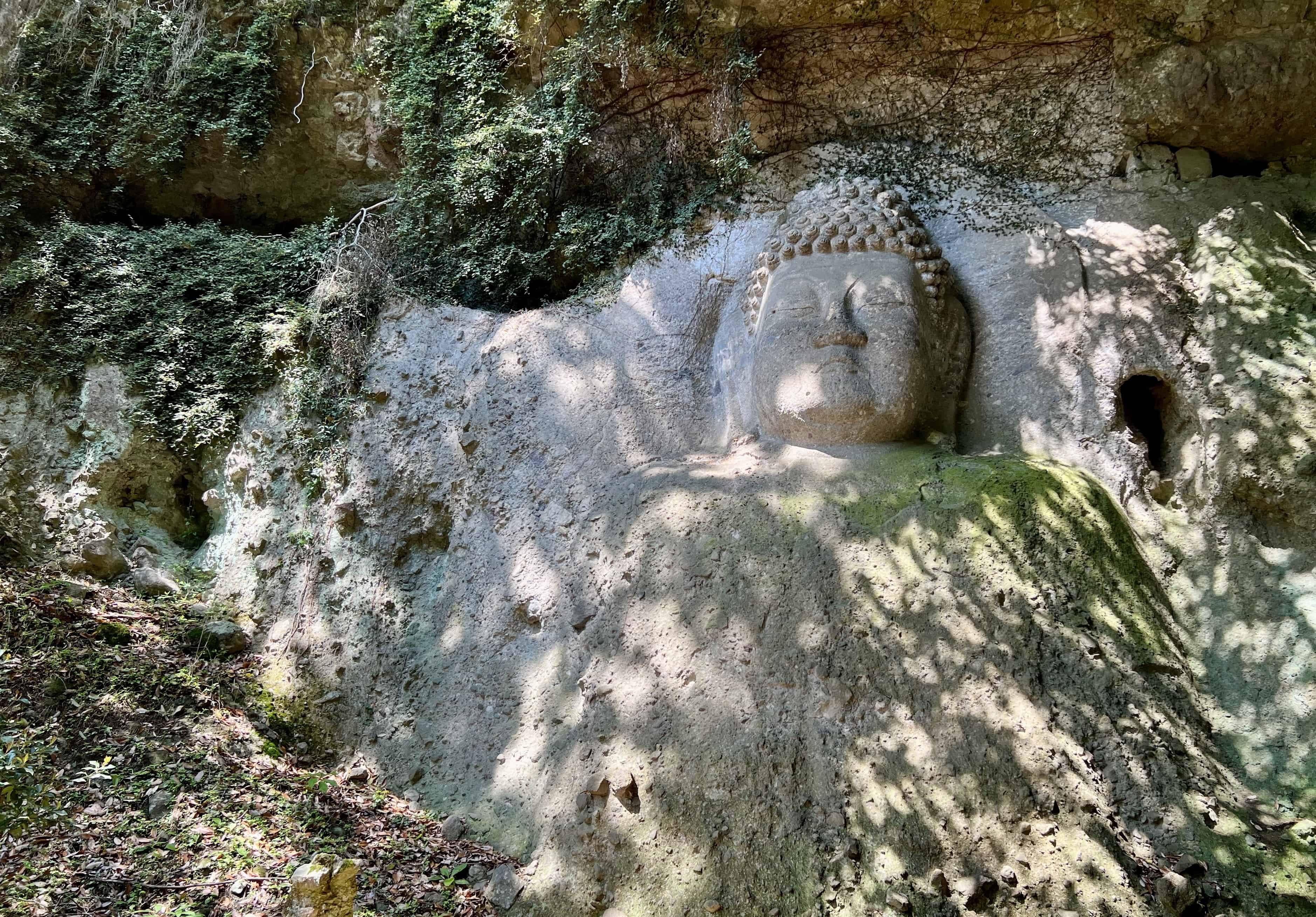 Dainichi Nyorai carved into cliff-face.