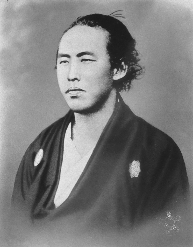 Black and white portrait of Sakamoto Ryoma.