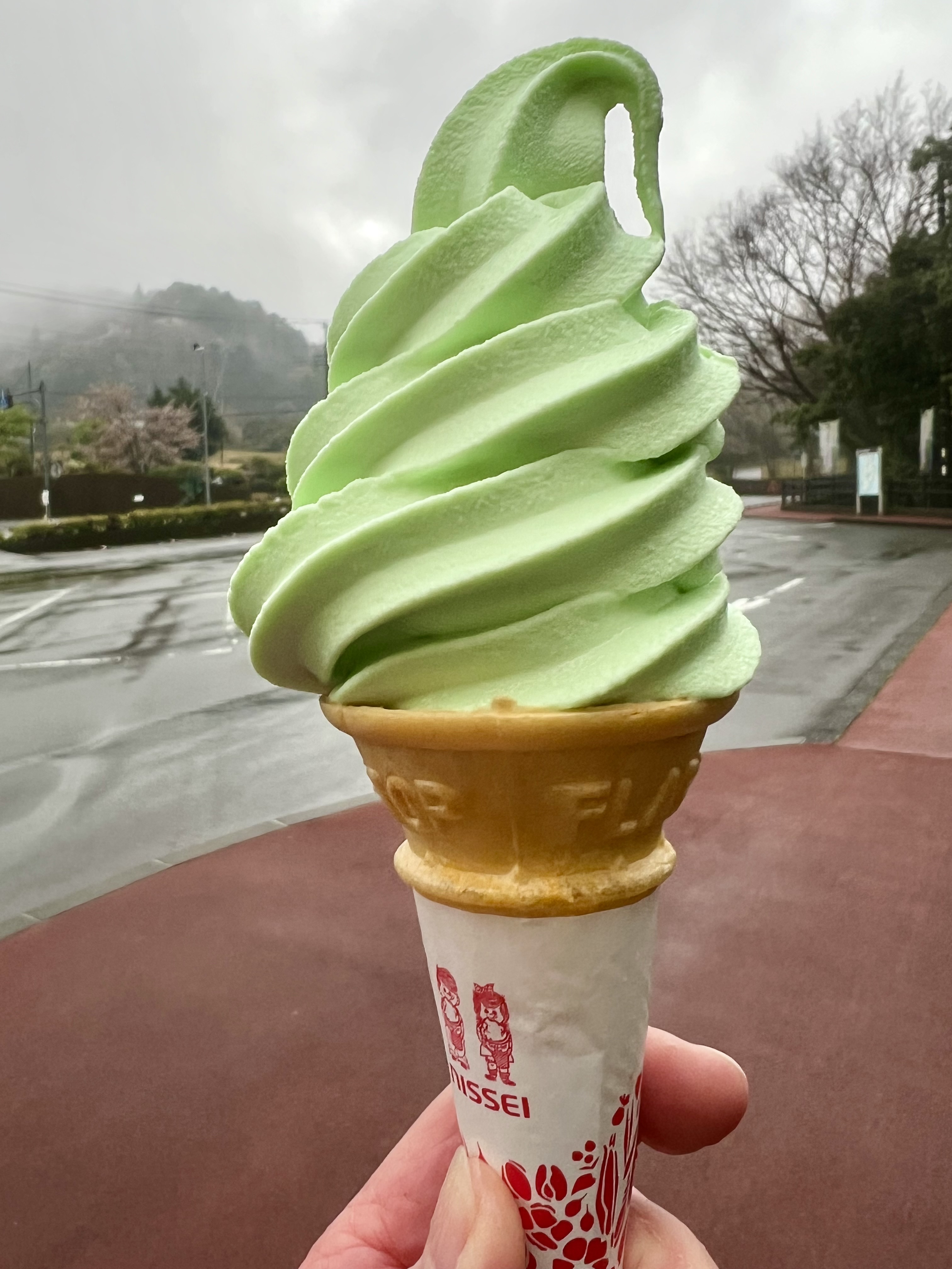 Green soft ice cream.