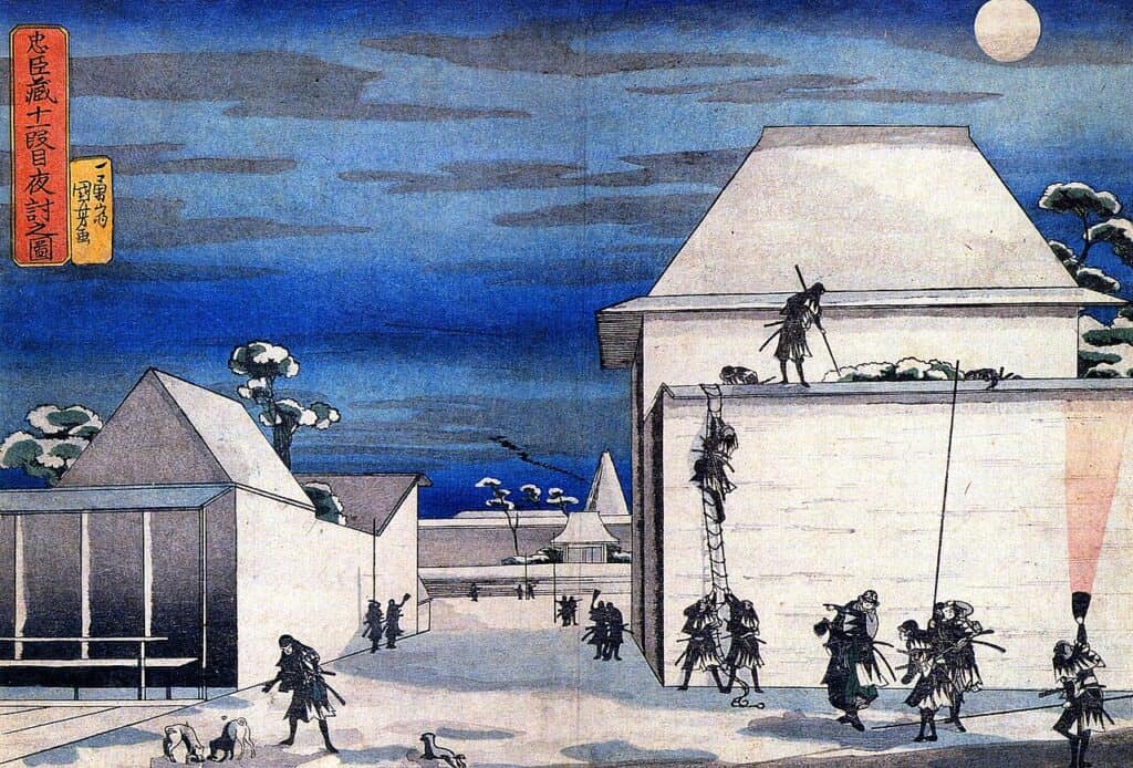 47 ronin stage their night attack at the home of Kira