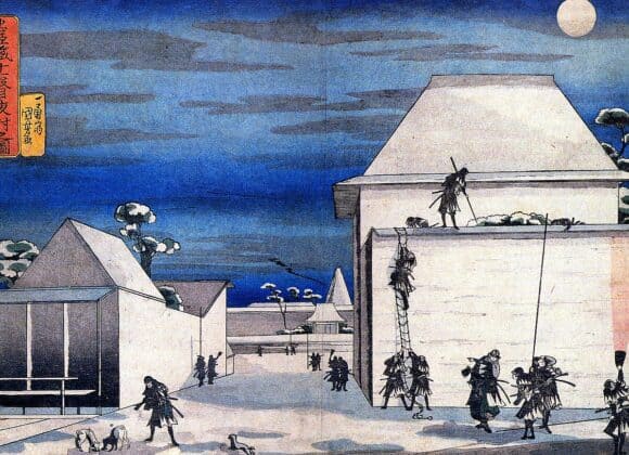 47 ronin stage their night attack at the home of Kira